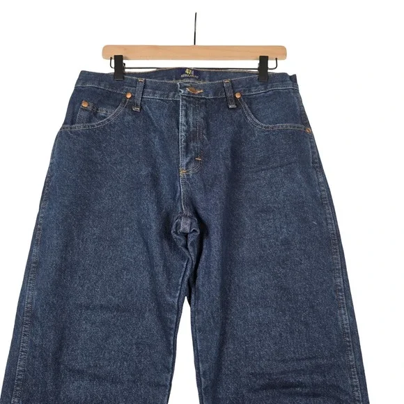 Wrangler 47MWZ Plaid Flannel Lined Jeans Dark Wash Regular Fit Mens 32x30 - Picture 3 of 12